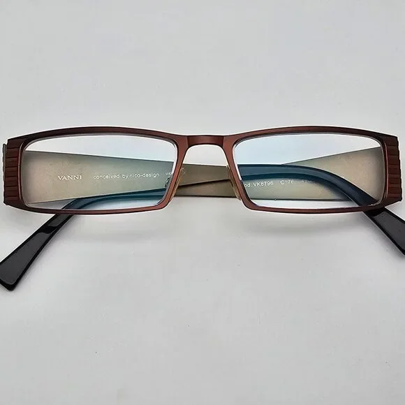 Vanni Mod. VK8796 C176 Bronze Grey Rectangular Eyeglasses Frame Italy 49-15-135 - Picture 10 of 12